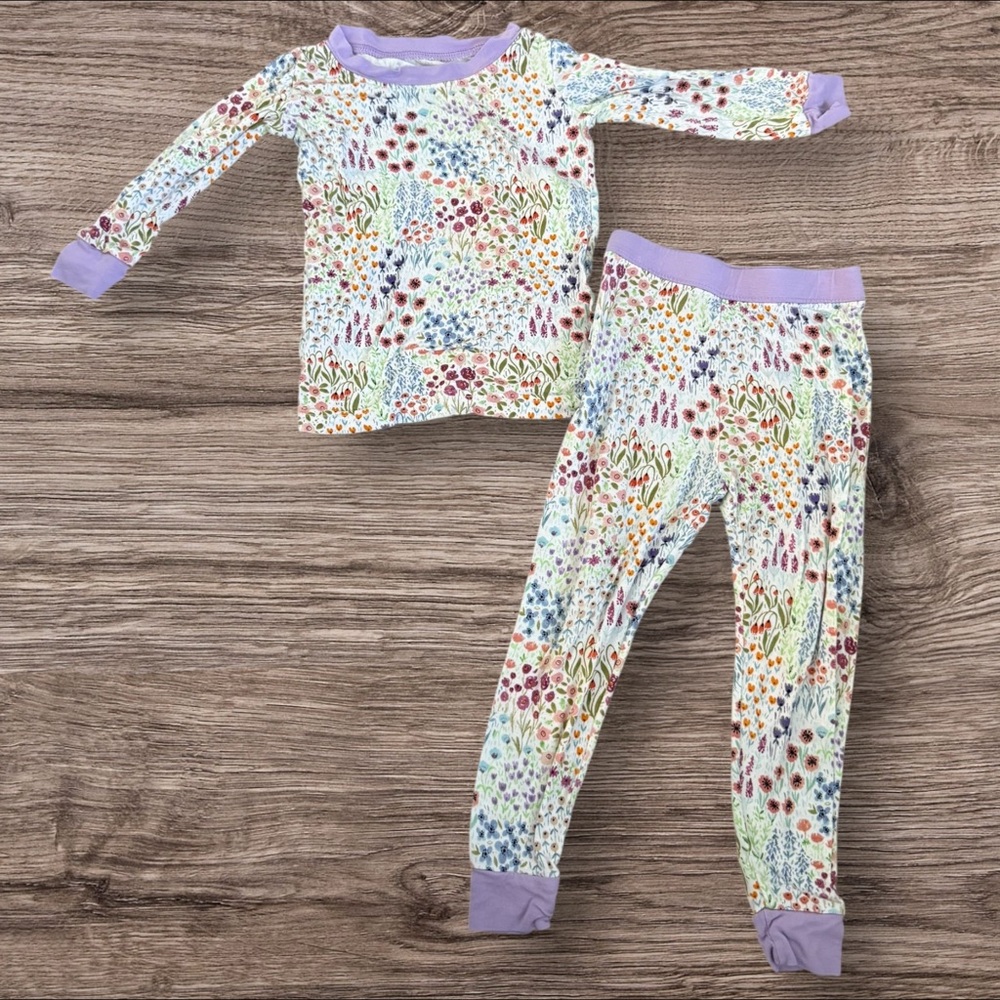 Floral Kids Pajamas with Purple Accents
